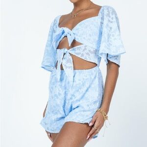 Princess Polly Light Blue Floral Jumpsuit